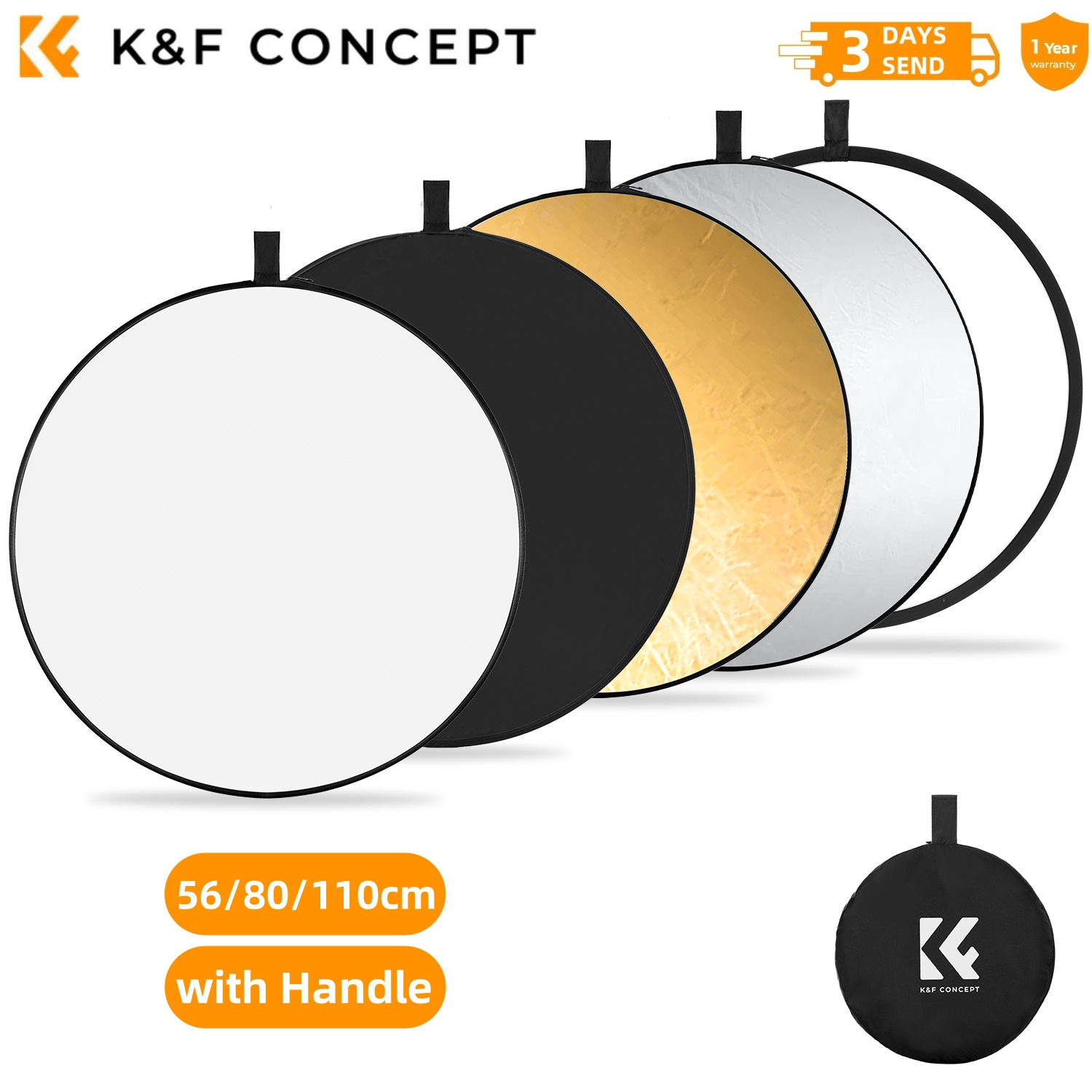 Reflector 5 In 1 - K&F CONCEPT 56/80/110cm 5-in-1 Fotografie-Lichtblockierungs-Zeltzubehör Kreisförmiger