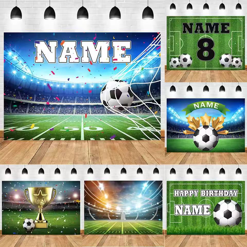 Photography Awards - Fußball-Hintergrund, personalisierbar, Name, Junge, Geburtstag, Fußballplatz,