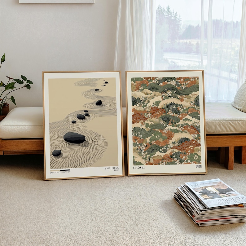 Photography Design - 2 Stück Japandi Zen Leinwand-Wandkunst-Poster, Rahmenlose